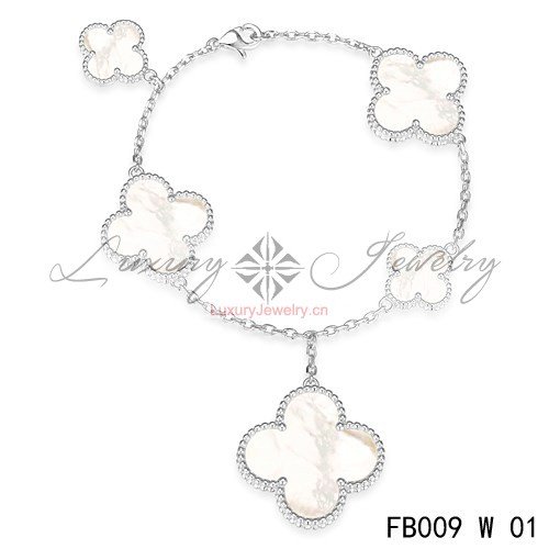 Cheap  Van Cleef & Arpels Magic Alhambra White Gold Bracelet 5 Motifs