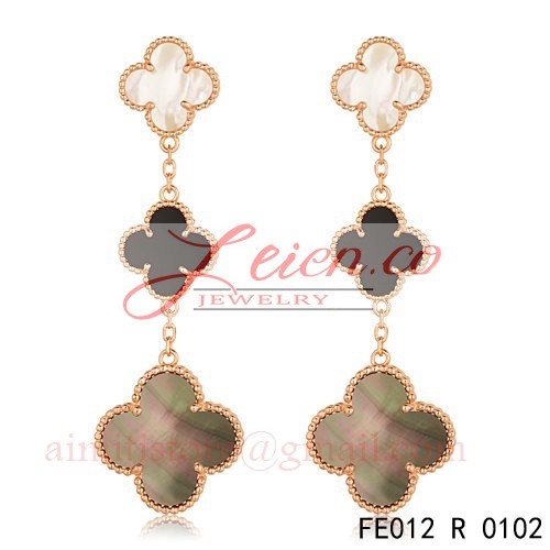 Fake Van Cleef & Arpels Magic Alhambra 3 Clover Motifs Earrings