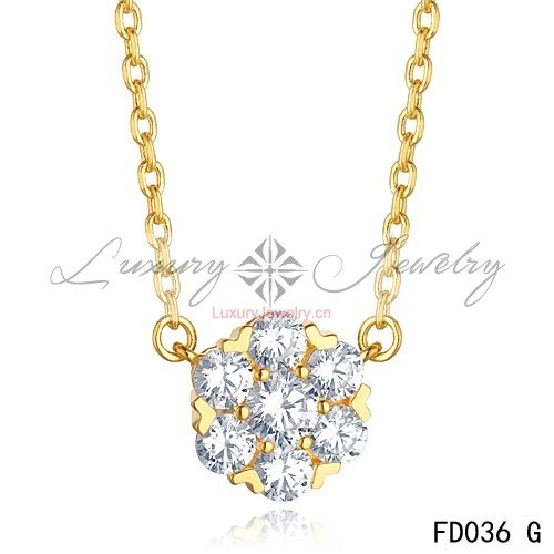 Cheap Van Cleef & Arpels Yellow Gold Floral Fleurette Pendant Necklace 