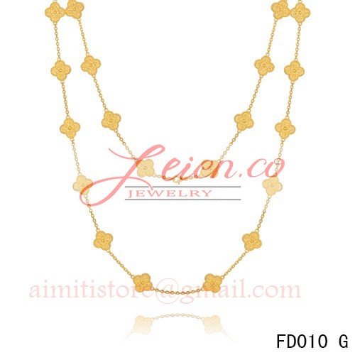 Cheap Van Cleef & Arpels Vintage Alhambra Long Necklace Yellow Gold 20 Motifs