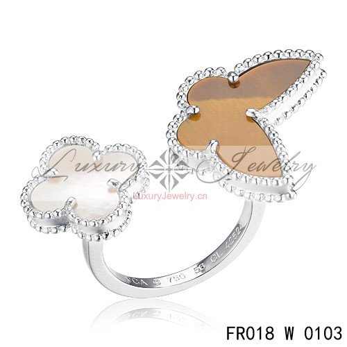 Replica Van Cleef Arpels White Gold Lucky Alhambra Between The Finger Ring