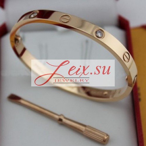 1:1 Copy Cartier Love Bracelet Pink Gold Plated With 4 Diamonds